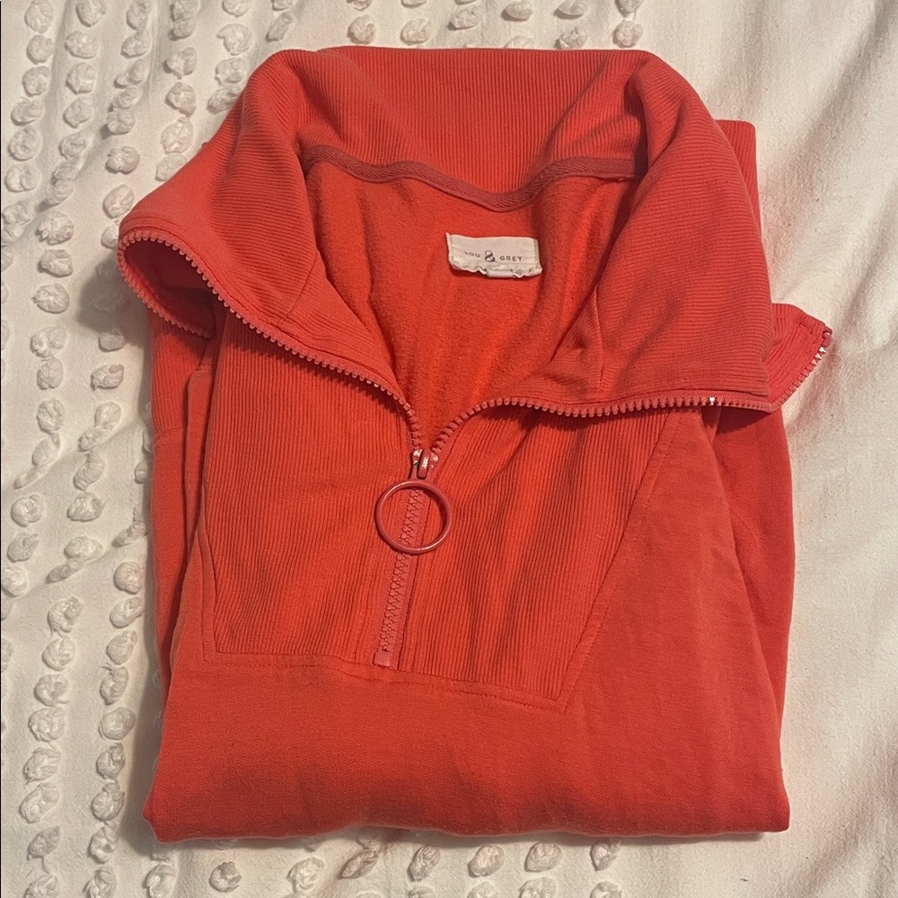 EUC Lou & Grey Signature Soft Coral Quarter-Zip Pullover